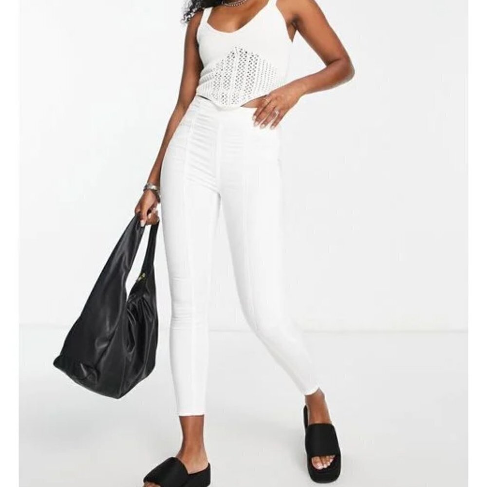 Free People Feel Alright High Rise White Skinny Jeans